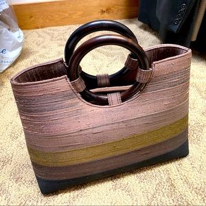 Silk Thai Wooden Handle Purse